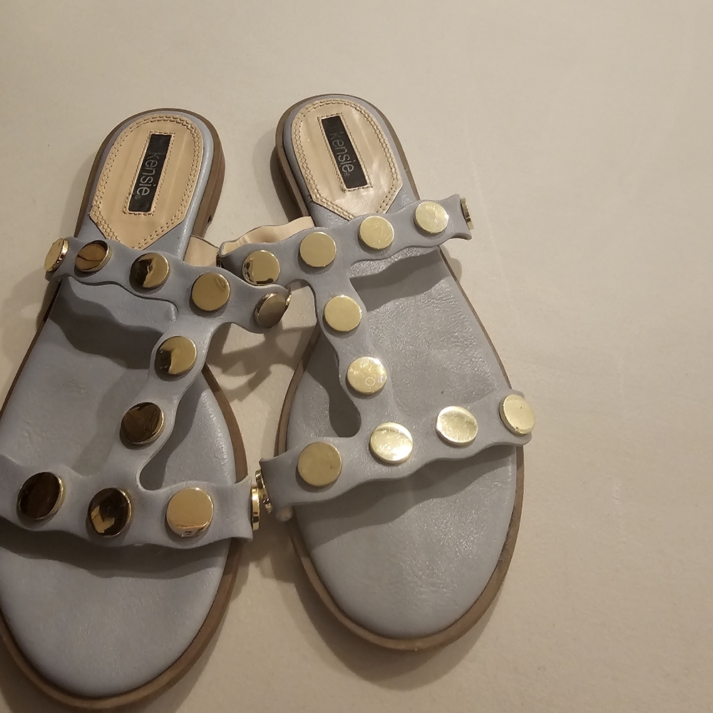Kensie flat studded sandal light blue
